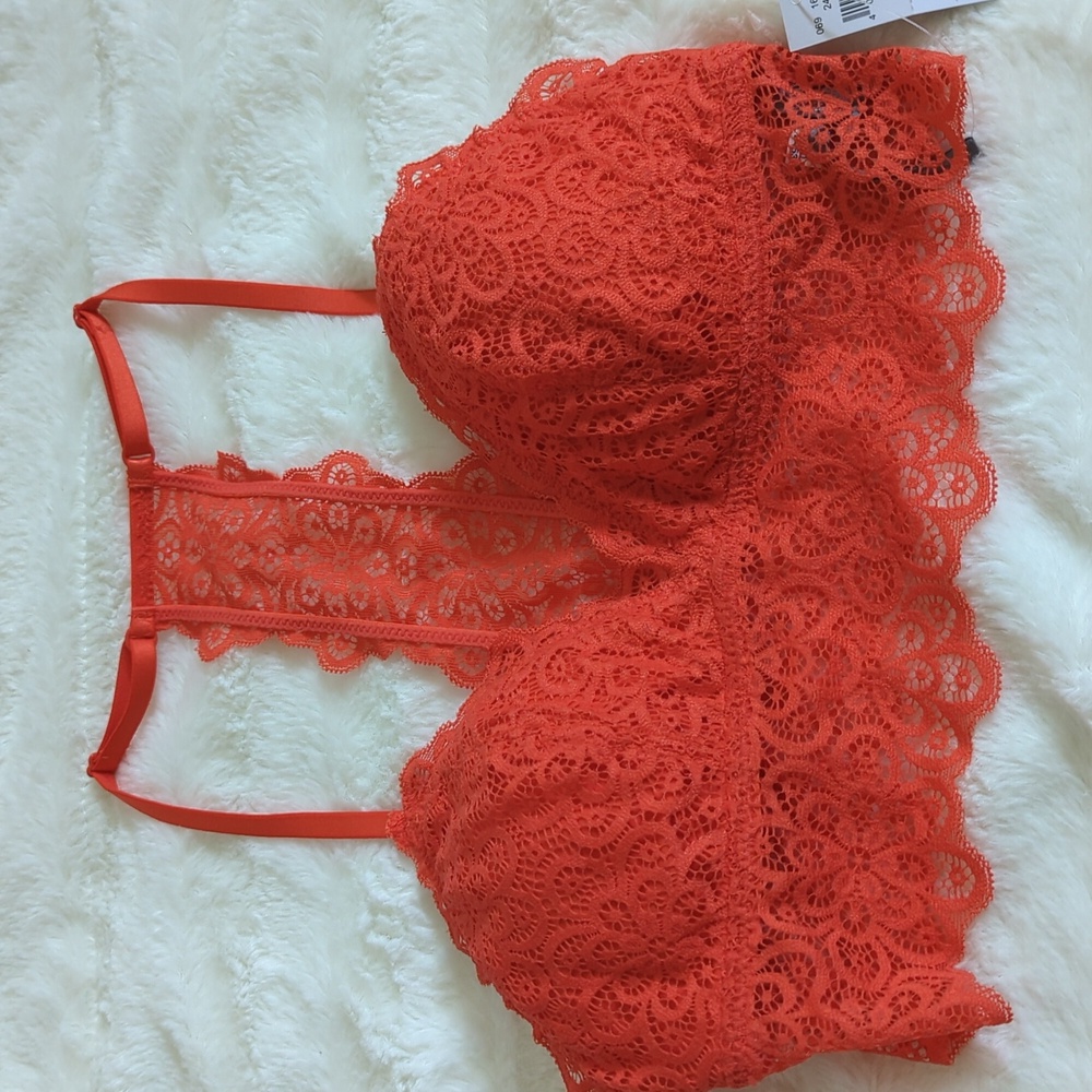 Aerie Lace Bralette Orange. Small.